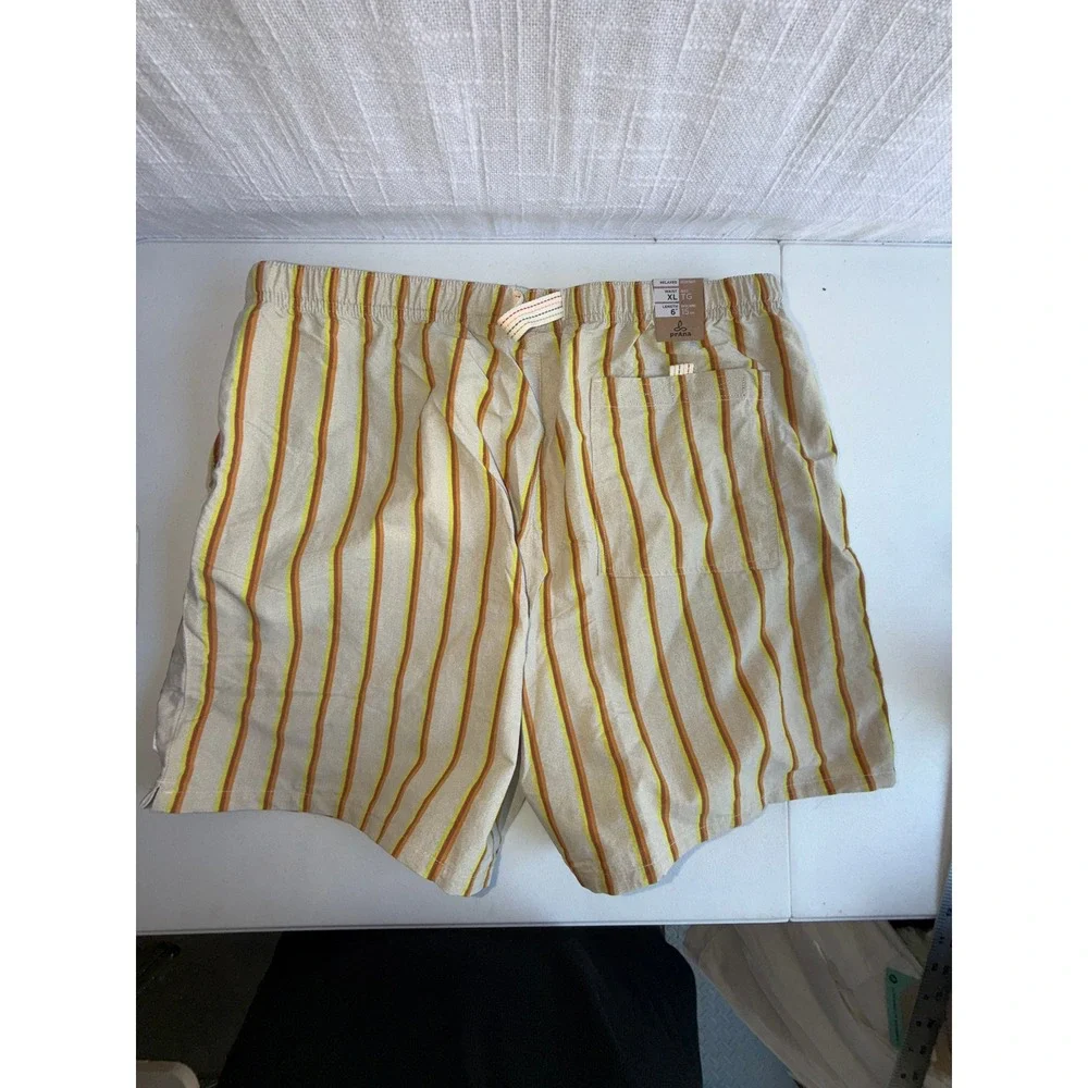 Prana Indio Heritage Shorts Mens XL Yarrow Striped Recycled 6 Inch Inseam NEW